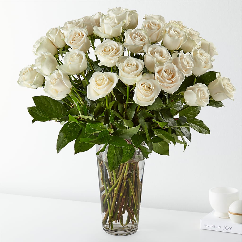 Long Stem White Rose Bouquet – MARGARITA'S FLOWERS LLC, Pembroke Pines FL