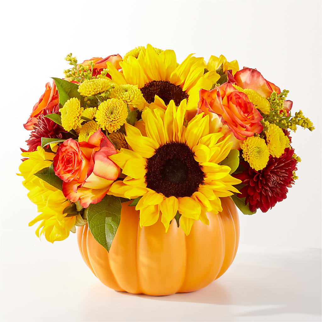 Golden Gourd Pumpkin Bouquet – MARGARITA'S FLOWERS LLC, Pembroke Pines FL