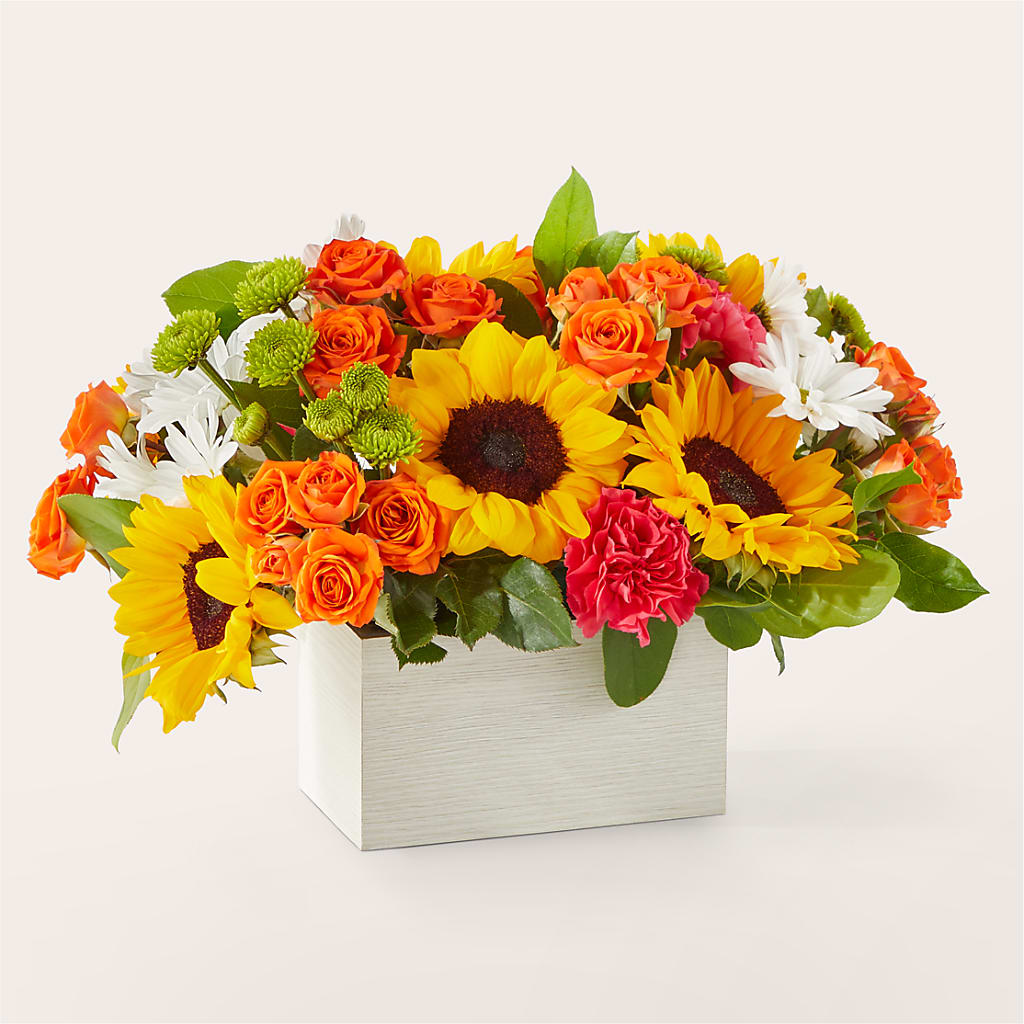 Sun-drenched Blooms Box Bouquet – MARGARITA'S FLOWERS LLC, Pembroke Pines FL