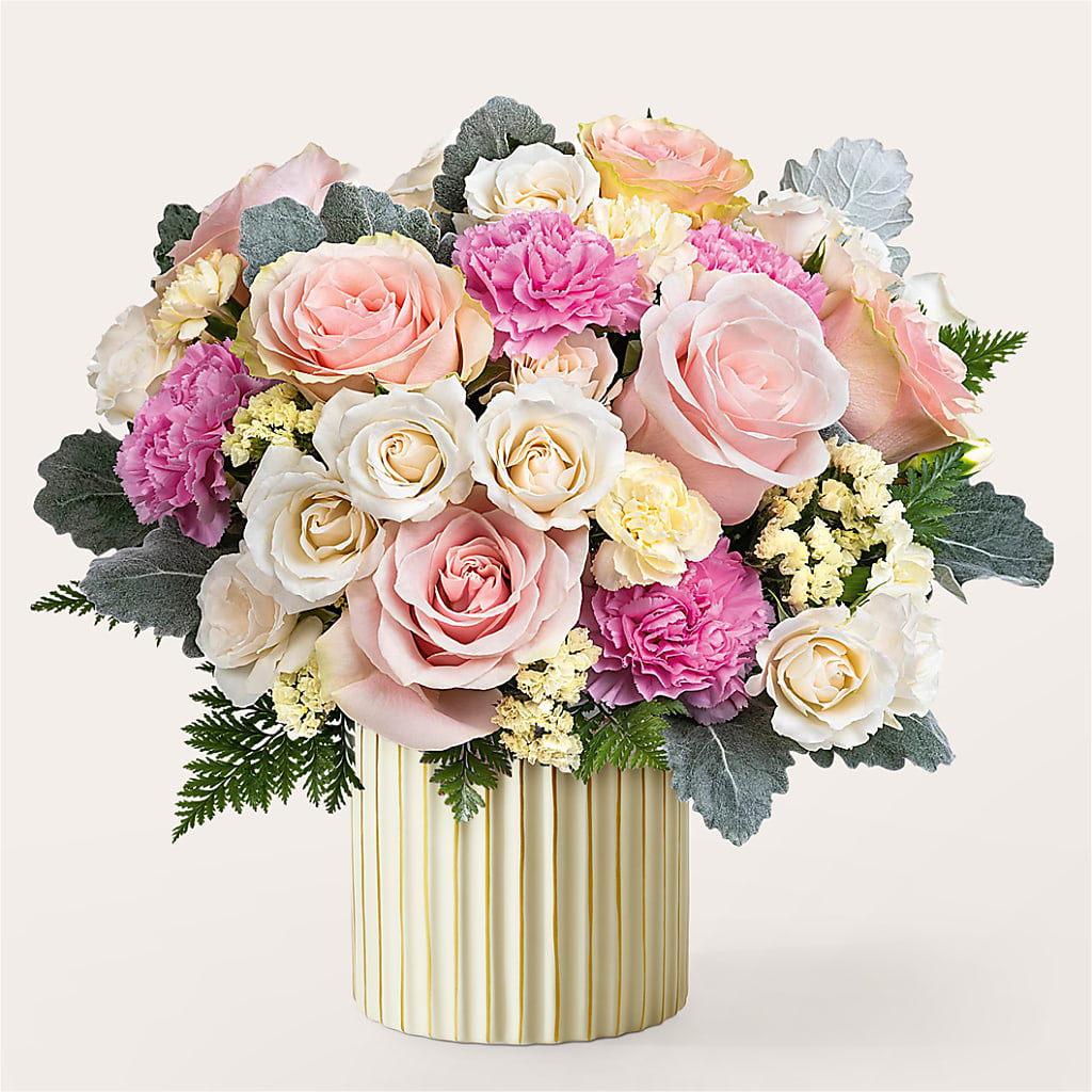 Blissful Moments Bouquet with Ivory Vase – MARGARITA'S FLOWERS LLC, Pembroke Pines FL