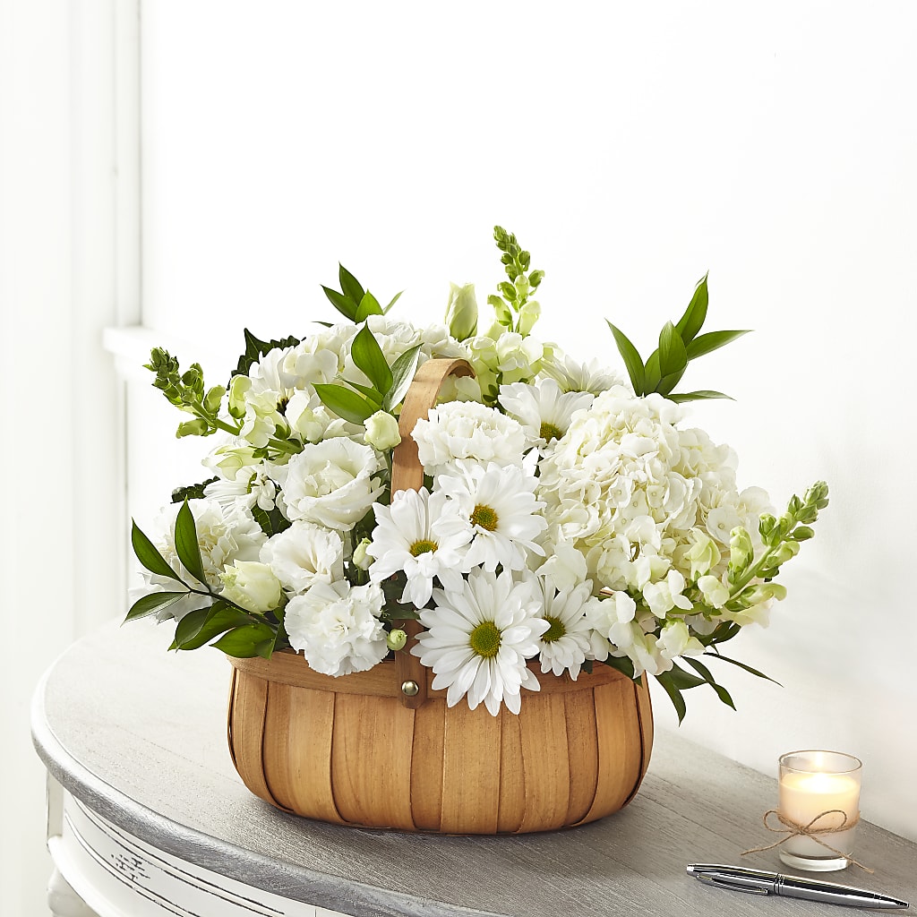 Pure Ivory Basket – MARGARITA'S FLOWERS LLC, Pembroke Pines FL