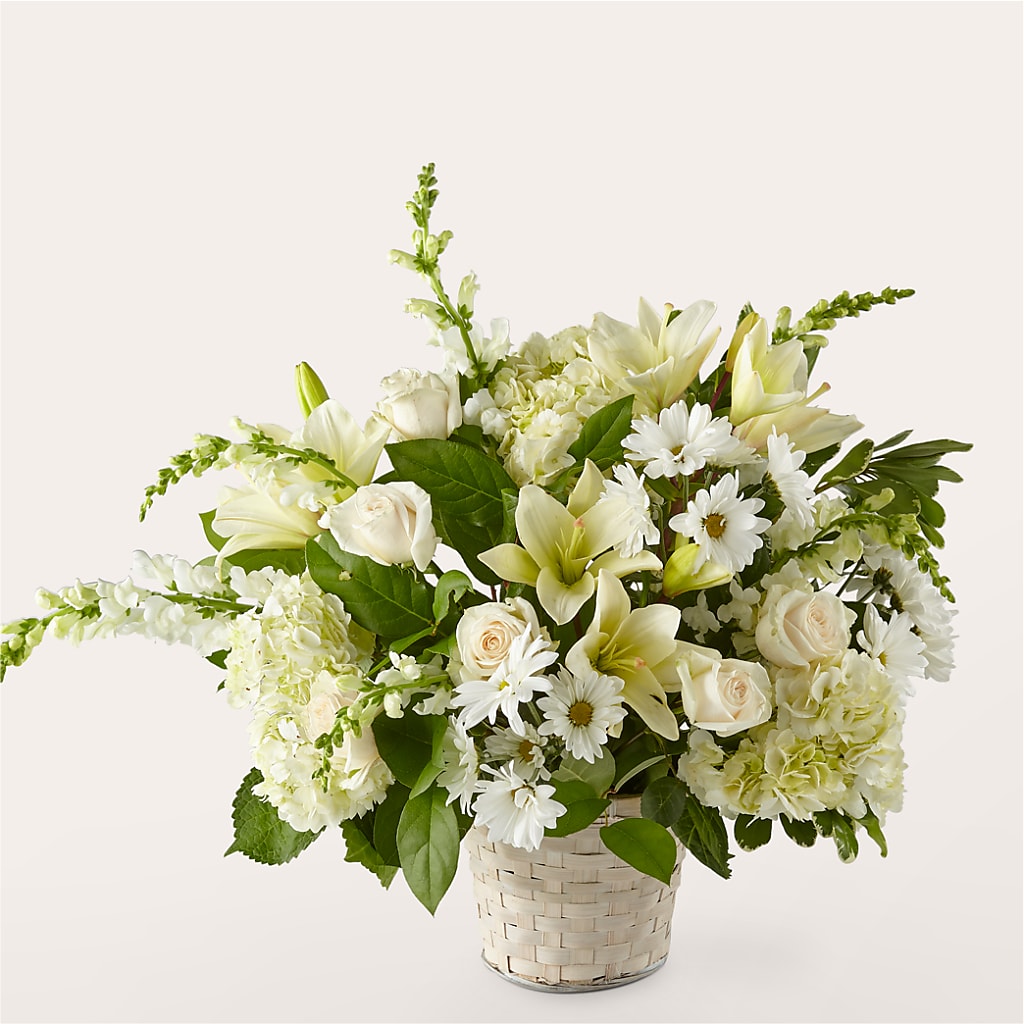 Ivory Elegance Floral Basket – MARGARITA'S FLOWERS LLC, Pembroke Pines FL