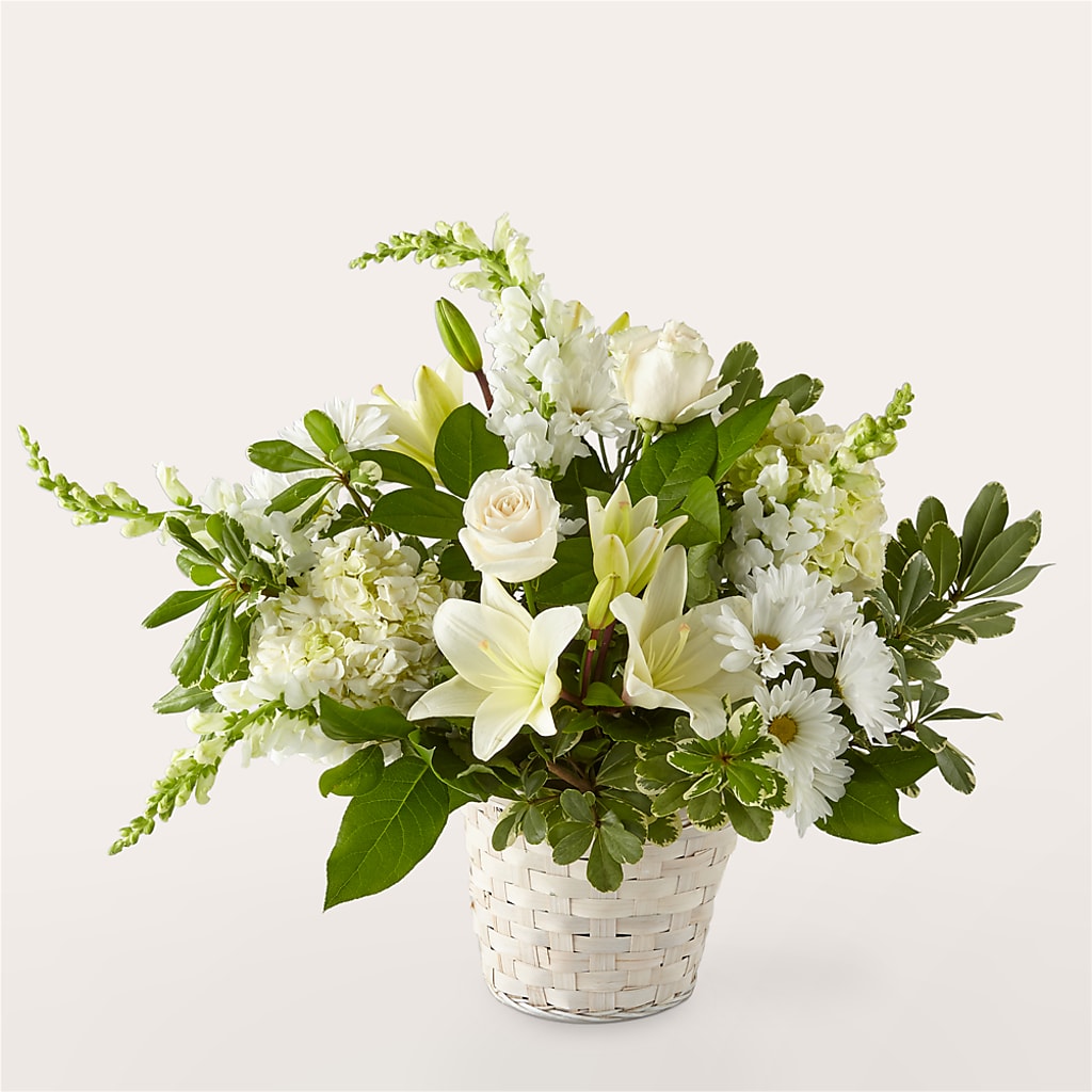 Ivory Elegance Floral Basket – MARGARITA'S FLOWERS LLC, Pembroke Pines FL