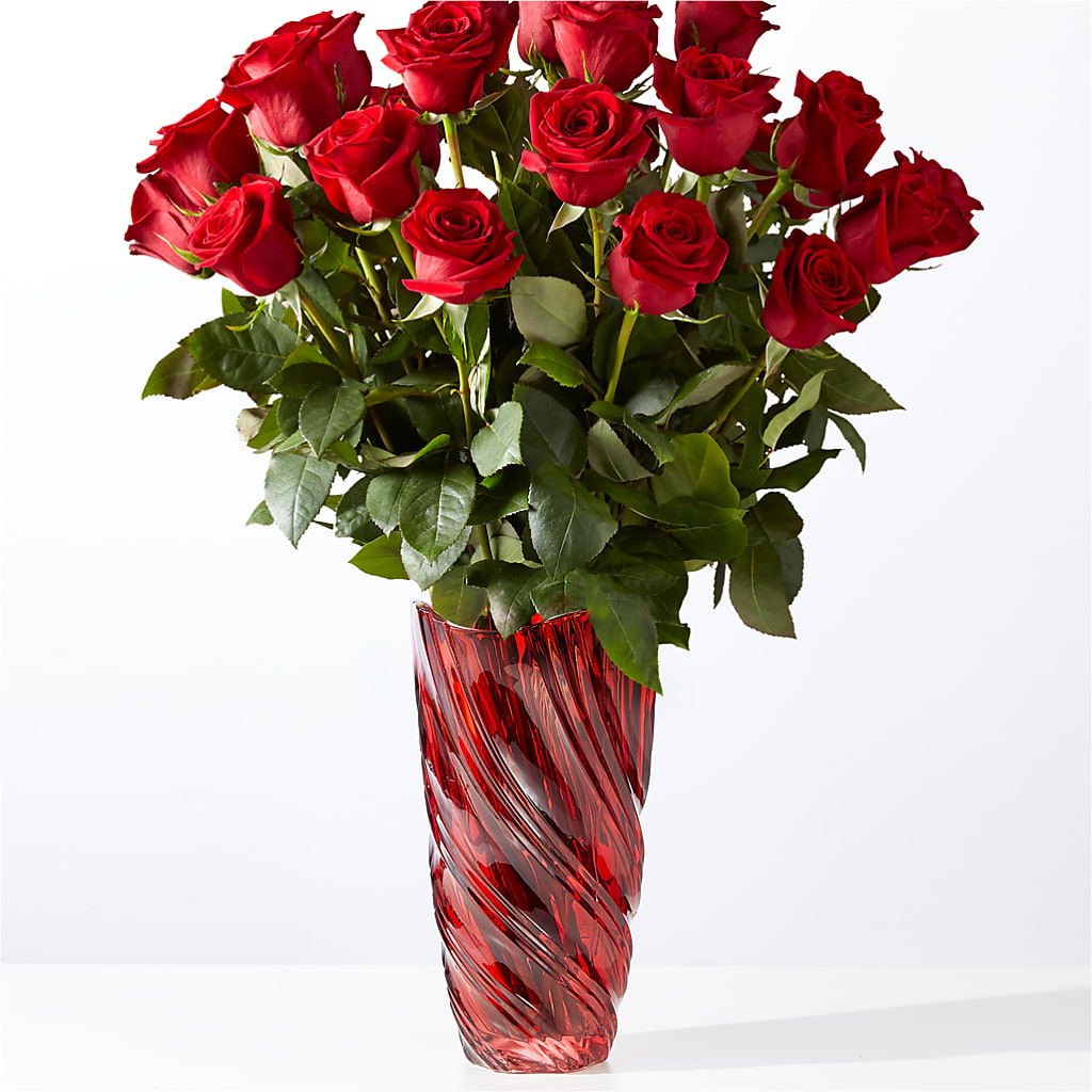 Classic Love Red Rose Bouquet with Luxe Swirl Vase – MARGARITA'S FLOWERS LLC, Pembroke Pines FL