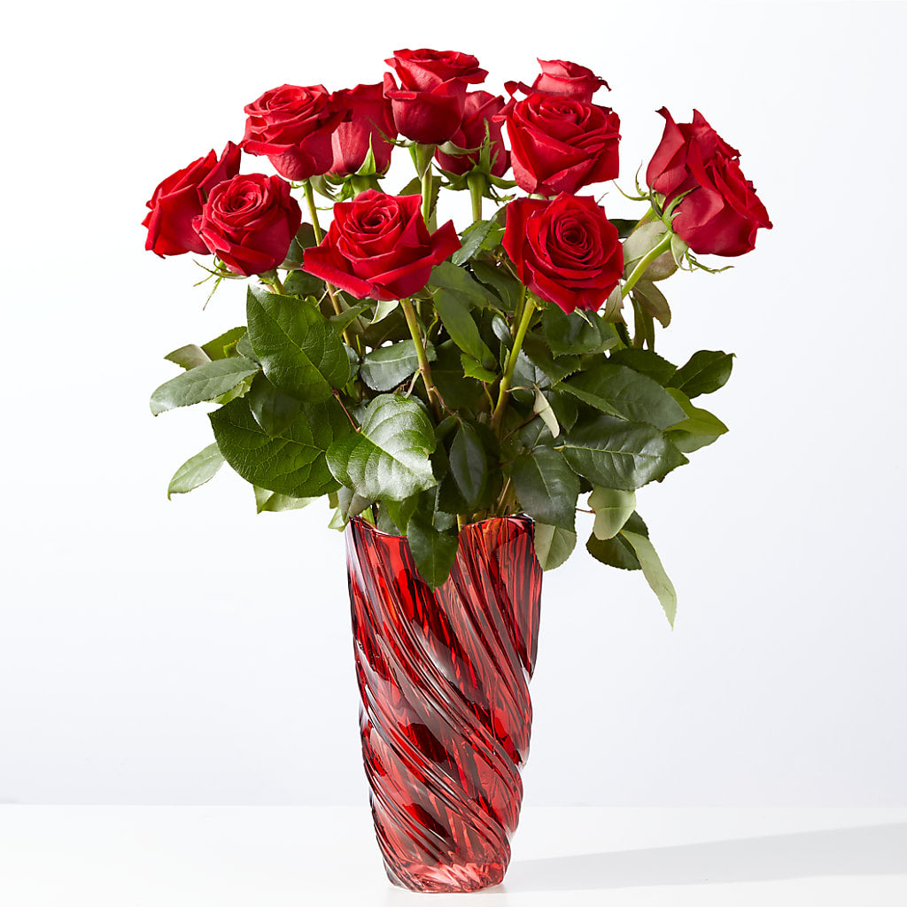 Classic Love Red Rose Bouquet with Luxe Swirl Vase – MARGARITA'S FLOWERS LLC, Pembroke Pines FL