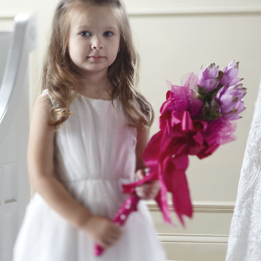 Sparkle Pink Flower Girl Bouquet – MARGARITA'S FLOWERS LLC, Pembroke Pines FL