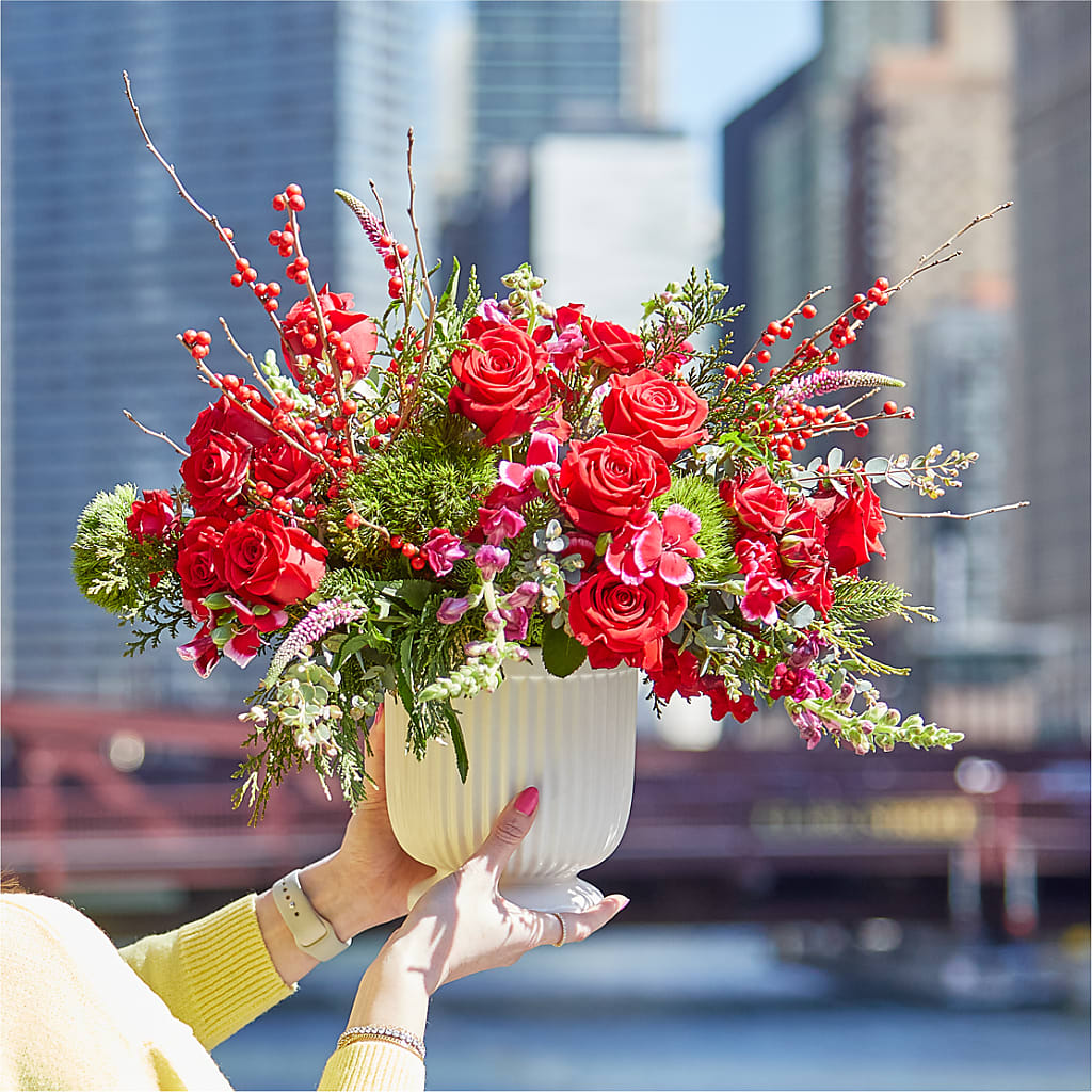 Big Red Bow Bouquet – MARGARITA'S FLOWERS LLC, Pembroke Pines FL