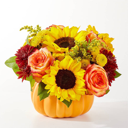 Golden Gourd Pumpkin Bouquet – MARGARITA'S FLOWERS LLC, Pembroke Pines FL
