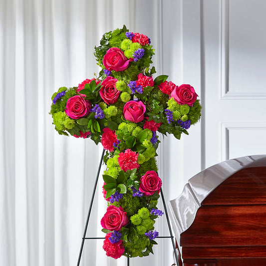 Tribute Rose Floral Cross – MARGARITA'S FLOWERS LLC, Pembroke Pines FL