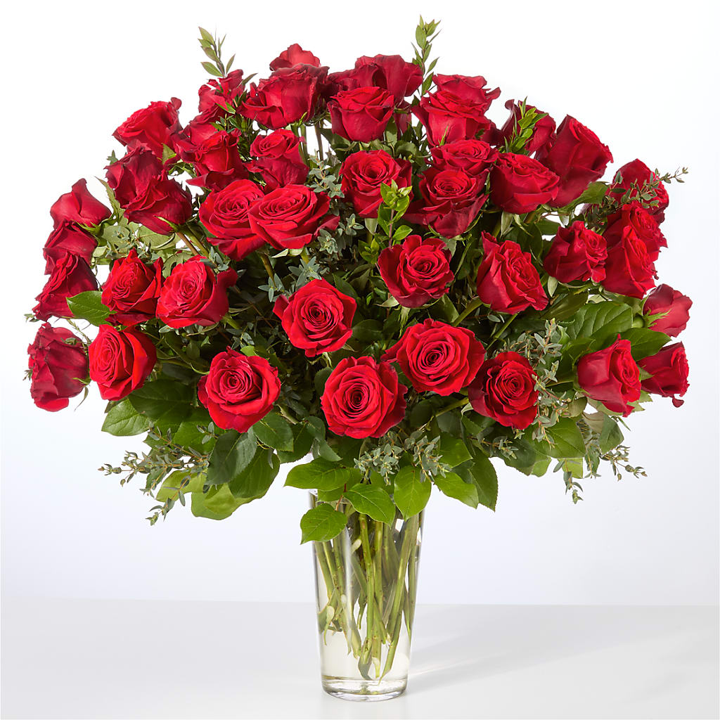 Forever Yours Fifty Stem Red Rose Bouquet – MARGARITA'S FLOWERS LLC, Pembroke Pines FL